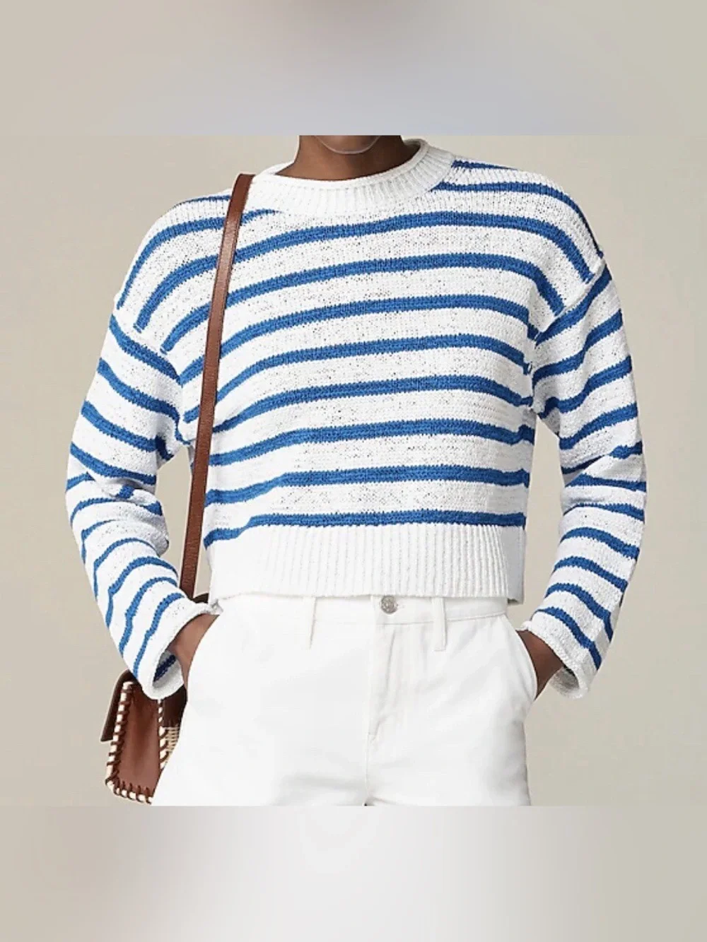 J.Crew Textured Tie-Back Rollneck Striped Sweater Women’s Size XS